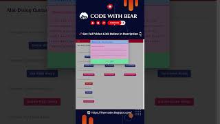 Mat-Dialog Customize | Angular 15 #shorts #short #shortvideo #youtubeshorts #youtube