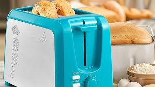 Holstein Housewares - 2-Slice Toaster with 7 Browning Control Settings, Teal/Stainless Steel