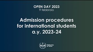 Admission procedures for international students a.y. 2023-2024