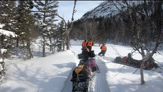 Creek Eats Sled.  Snowbunjees Save the Day! - Cain's Quest 2020 - Mealy Mountain Gorge