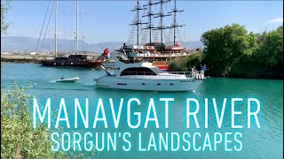 Manavgat river / Beach / Lake in Turkiye Sorgun. Side Oldtown Walking tour April 2024 Turkey Antalya