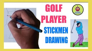 GOLF PLAYER || STICKMEN DRAWING || how to draw golf player || kutties kalakkal