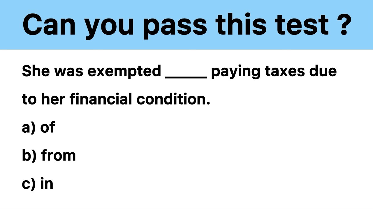 Can You Pass This Test English Grammar Test Youtube