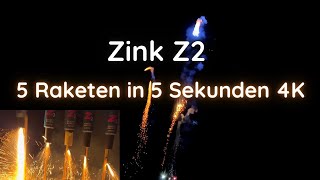 Zink Z2 Schütt-Raketen - 5 Stück im Sekundentakt gezündet - 4K