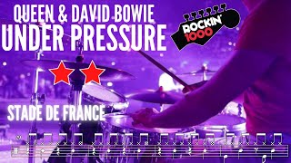 Under Pressure, Queen & David Bowie played by 1.000 musicians Paris 2022 (with scrolling drum sheet)