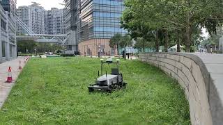 FJD RM21 autonomous lawn mower robot demo in Hongkong