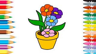 Flower Drawing for Beginners | Drawing For kids Coloring Painting For beginners | Flowers Drawing