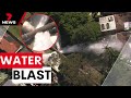 Water pipe bursts in Como causing chaos and destruction | 7NEWS