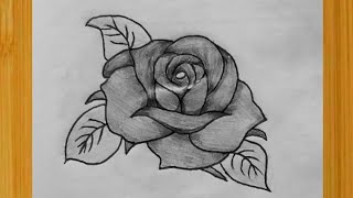 How to Draw a Rose Step by Step//Rose Flower Drawing//Draw a Rose Easy art Tutorial for Beginners.