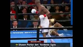 Shawn Porter vs Yordenis Ugas Round 12 - power punch by ugas - the referee dont see it (was blind)