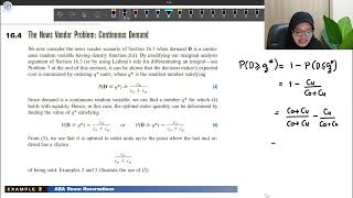 Model Inventori Probabilistik. 16.4 The News Vendor Problem: Continuous Demand