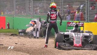 Alonso And Gutierrez Crash | Australian Grand Prix 2016