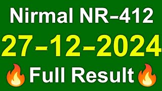 KERALA NIRMAL NR-412 RESULT TODAY ON 27.12.2024 | TODAY KERALA LOTTERY RESULT