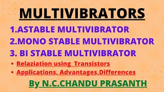 Multivibrators || Astable, Monostable & Bistable Multivibrators ||Applications|| Operation using BJT