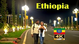 በምሽት ጨረቃ የመሰለው የሸራተን መንገድ Addis Ababa Walking Tour @night (491), 🇪🇹 Ethiopia [4K]