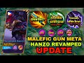 HANZO REVAMPED MALEFIC GUN 1 HIT DELETE COMBO!! 😱 (moonton makes hanzo op)