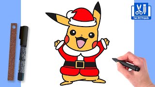 How To Draw Christmas Pikachu - Christmas Drawing tutorial Step By Step