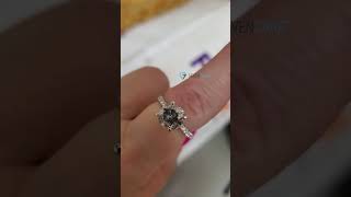 2.23 ct salt and pepper diamond ring