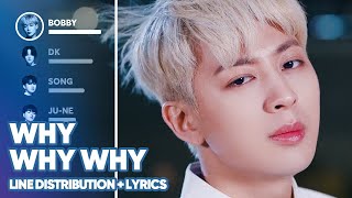 Ikon - Why Why Why Line Distribution  Lyrics Color Coded Patreon Requested