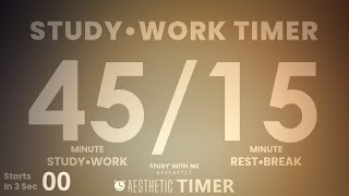 45/15 Pomodoro Timer, No Music, 6 Hours, Light Brown Mode,  45 Minute Study, 15 Minute Breaks