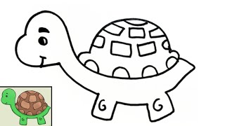 Termudah!! Menggambar kura kura untuk anak tk | how to draw a turtle easy for beginners