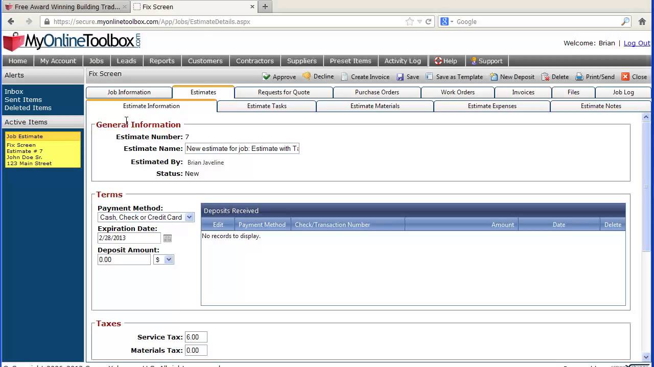 Construction Contractor Estimate Invoice Software Youtube