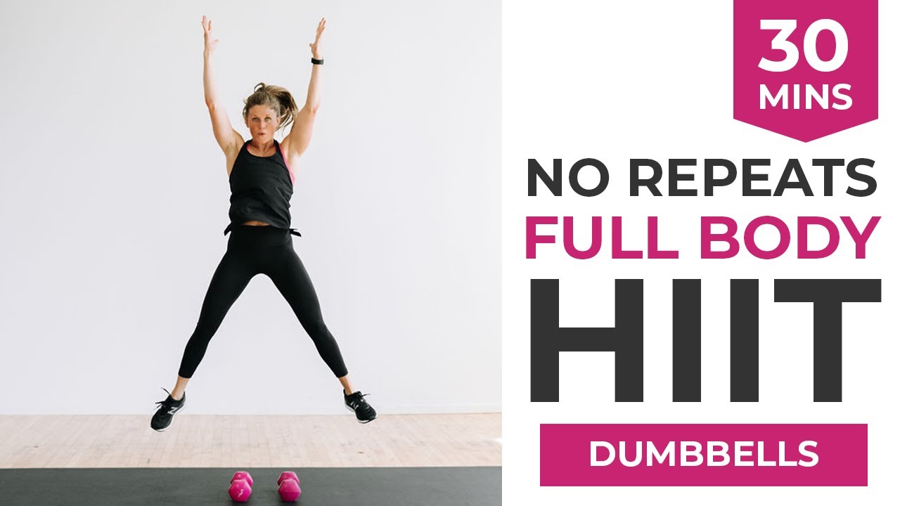 30-Minute Dumbbell HIIT Workout (Full Body, No Repeats) - YouTube