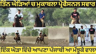 ਤਿੰਨ ਘੋੜਿਆਂ ਵਿੱਚ ਮੁਕਾਬਲਾ ਦੇਖੋ ਕਿਹੜਾ ਜਿੱਤਦਾ,,, horse race