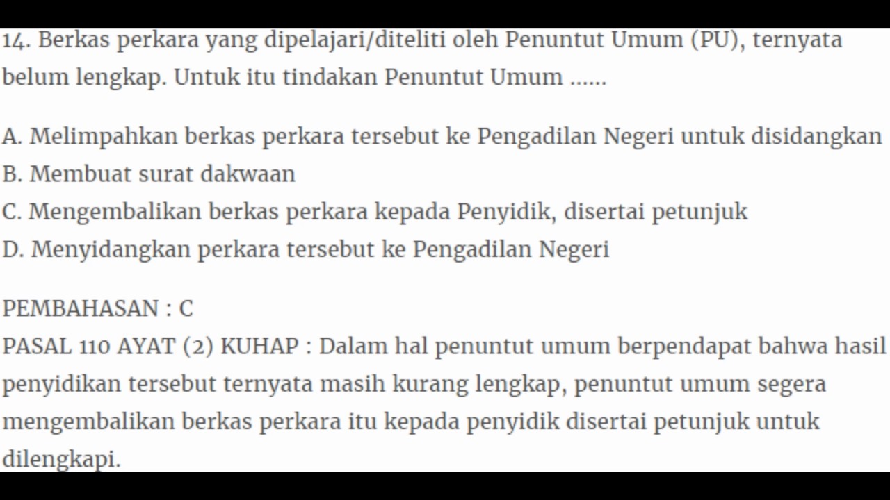 50+ Soal Ujian Advokat Hukum Acara Pidana Terbaru & Terlengkap