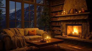 Cozy Cabin Ambience with Gentle Night Rain 💧 Rain & Fireplace Sounds for Relax, Study & Work 📕