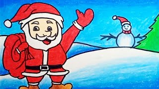 How To Draw Santa Claus Easy For Beginners Step By Step |Drawing Santa Claus With Snowman Easy