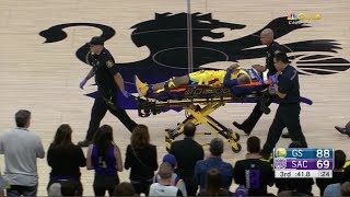 Patrick McCaw Scary Back Injury | Leaves Game On Stretcher |  Golden State vs Kings |