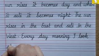 Simple Sentences on Sun / Cursive Handwriting / Four line note / English #167