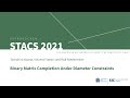 STACS 2021 |  Binary Matrix Completion Under Diameter Constraints