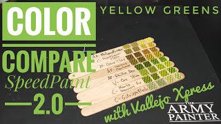 Color Compare: Yellowish Green SpeedPaint 2.0, Contrast, and Xpress Colors