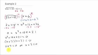Solving a Square Root Equation Example 2 (Single Radical)