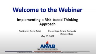 ANAB Webinar: Implementing a Risk based Thinking Approach