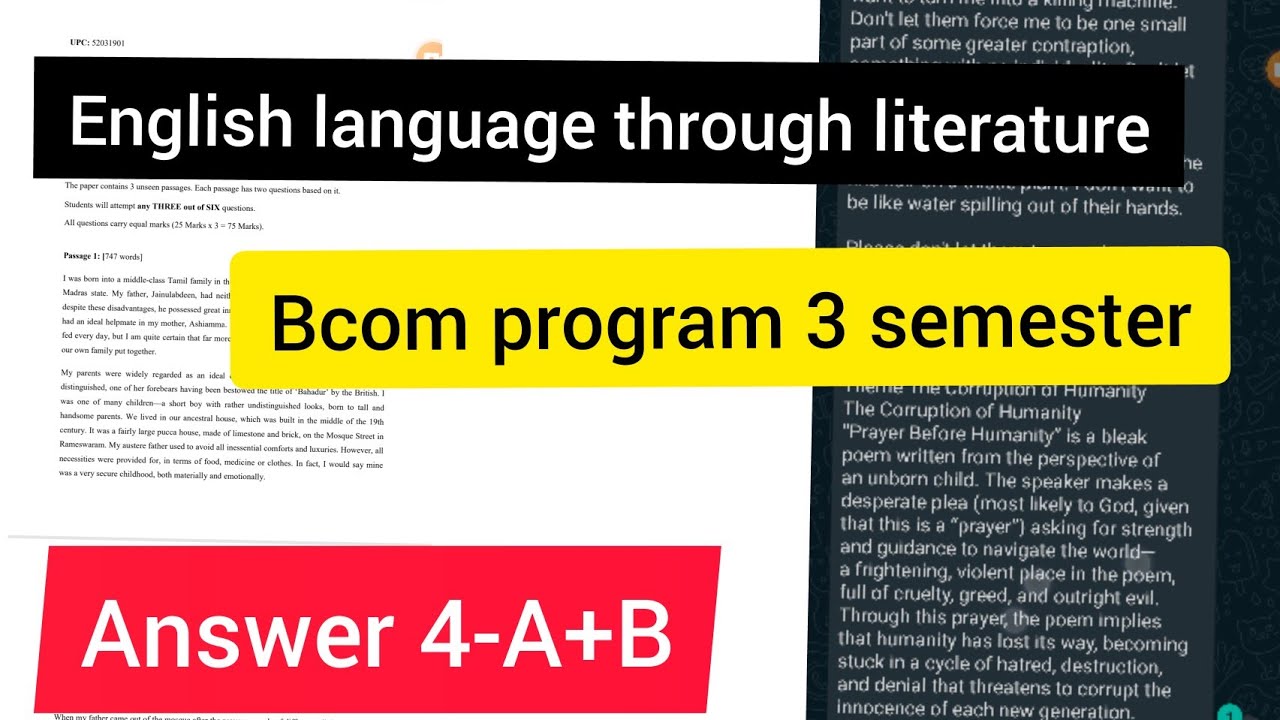 English Language Through Literature Answer | BCOM Program Smester 3 ...