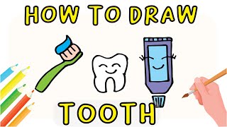How to Draw Tooth, Toothbrush & Toothpaste for Kids | Як намалювати зуб, зубну щітку та зубну пасту