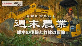 【週末農業】 夫婦田舎暮らし (まだまだ続く雑木の伐採と竹林の駆除) ヤンマー vio17 backhoe excavator Yanmar / Weekend farmer Miki / Japan