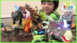 DINOSAURS TOYS COLLECTION FOR KIDS! JURASSIC WORLD DINOSAURS T REX battle Family Fun Playtime