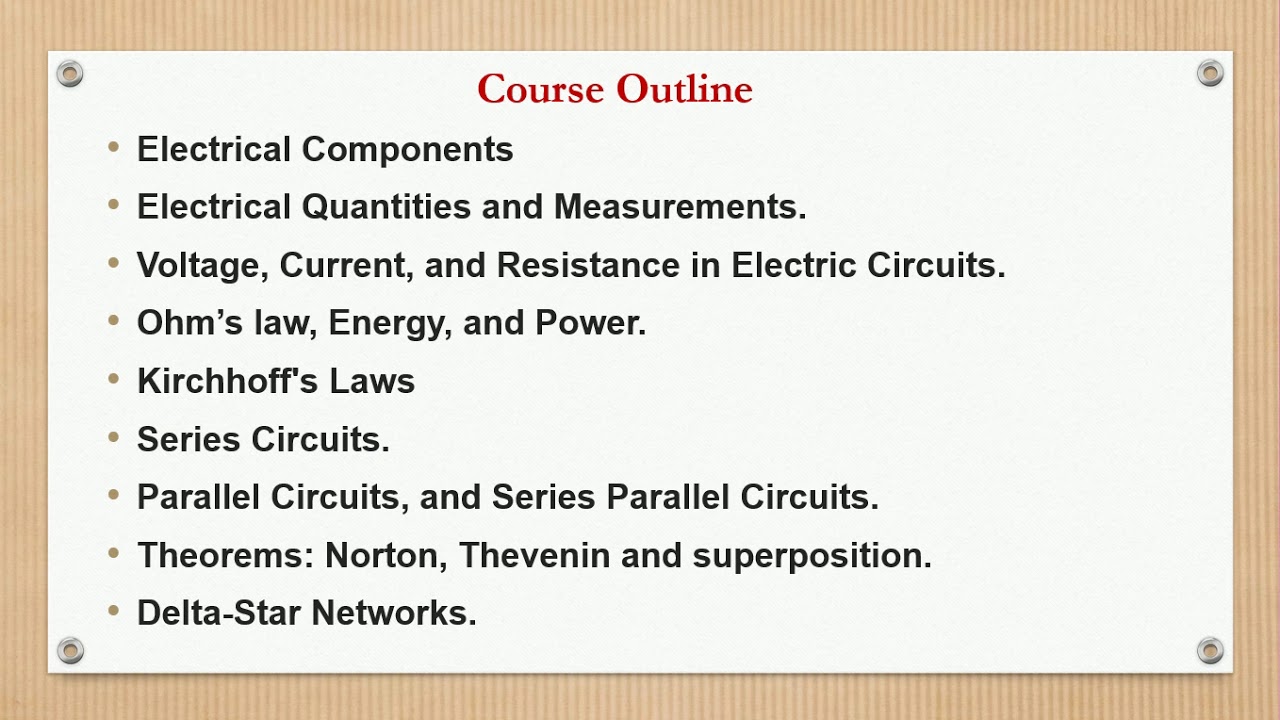 Electric Circuits (1) Lecture 1 - YouTube