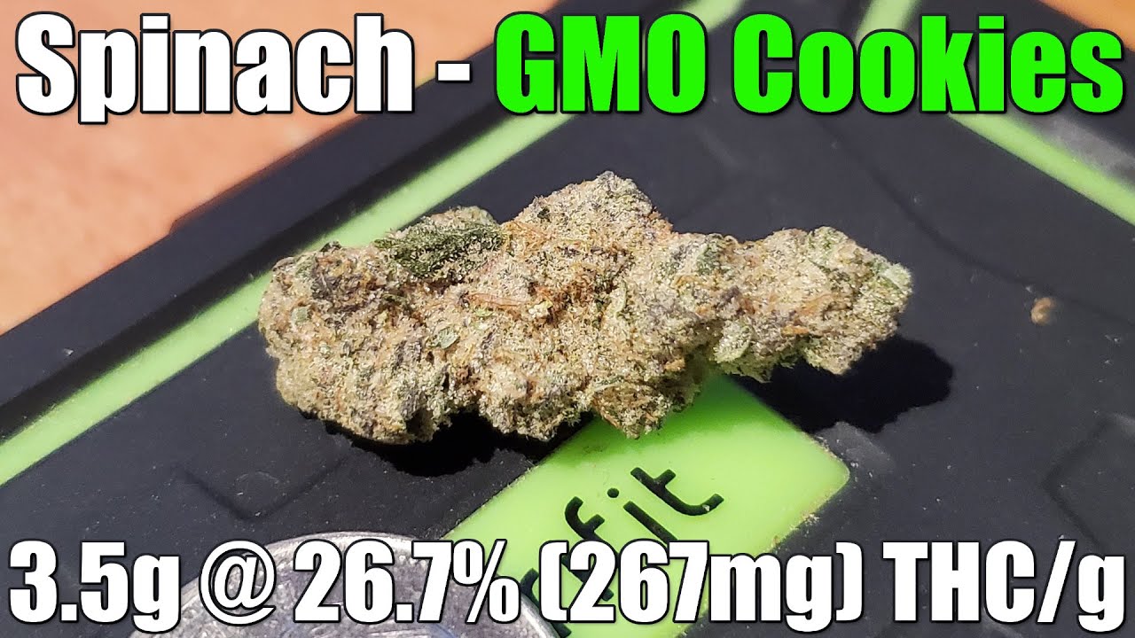 Spinach - GMO Cookies - Unboxing Review - 3.5g @ 26.7% (267mg) THC/g ...