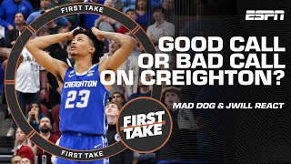 Mad Dog and JWill give their opinion on the last-second foul call on Creighton 🍿| First Take