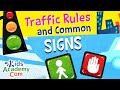 Traffic and Common Signs. Teaching Children About Road Safety and Signs. Kids Academy