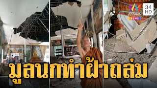 หวิดตายหมู่! มูลนกพิราบทำฝ้าศาลาวัดถล่ม พระ-โยมวิ่งหนีวุ่น | ข่าวอรุณอมรินทร์ | 21/10/67