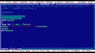 Turbo C++ Tutorial While Loop HD