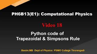 CP18 Simpson Trapezoidal python code