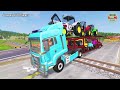 double flatbed trailer truck vs speed bumps busses vs speed bumps beamng drive 1000