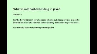 What is method overriding in java? | Interview questions of java